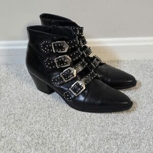 Pertini Boots Womens Sz 39 9 Leather Buckle Stud‎ Ankle Western Steampunk Witch